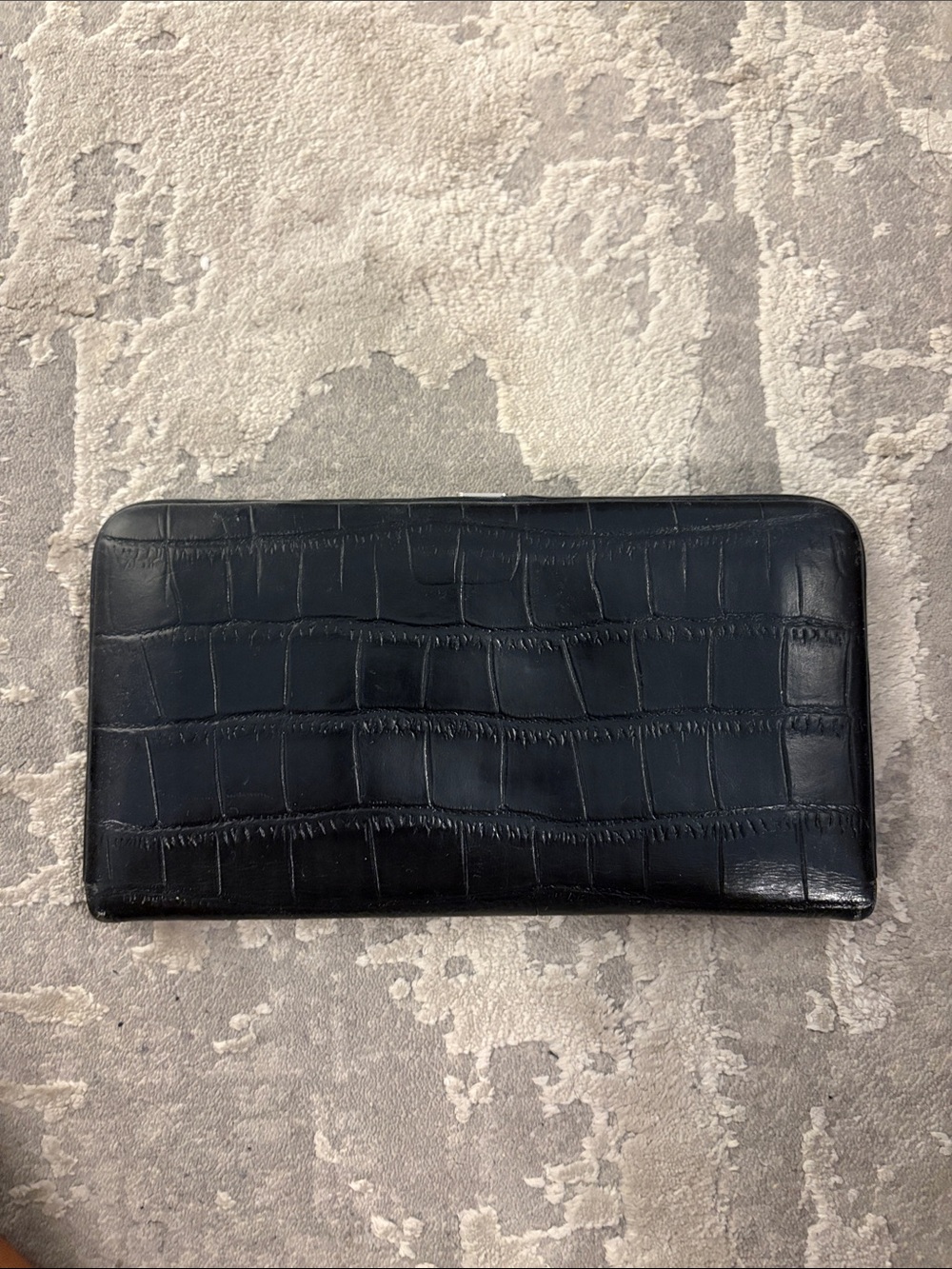 Danier Black Croc-Embossed Zip Around Wallet